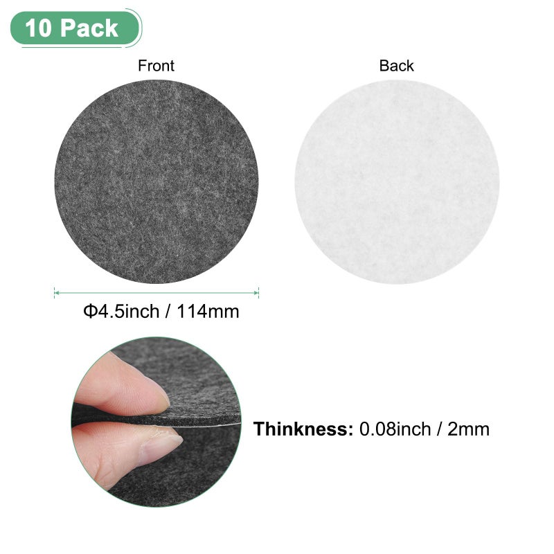 M METERXITY 10-Pack Lamp Base Felt, 4.5 Inch Dia. 2mm Thick Self Adhesive Round Fabric Felt Pads for Lamp/Furniture/DIY, Non-Slip Fiber Backed Patch Circles with Adhesive Backing [Grey] - Image 3